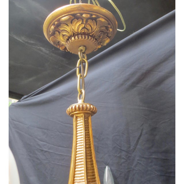 1950s Italian Gilt Wood Six Armed Chandelier For Sale In New York - Image 6 of 12