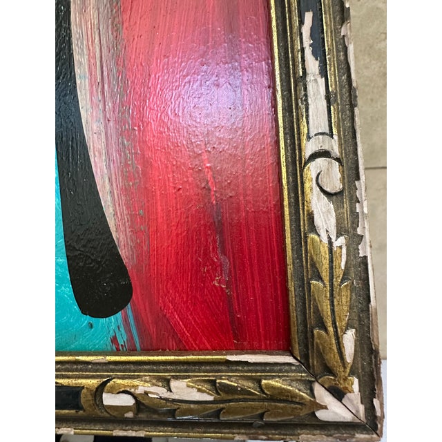Late 20th Century Original Peter Keil Abstract Portrait Painting Framed For Sale - Image 5 of 6