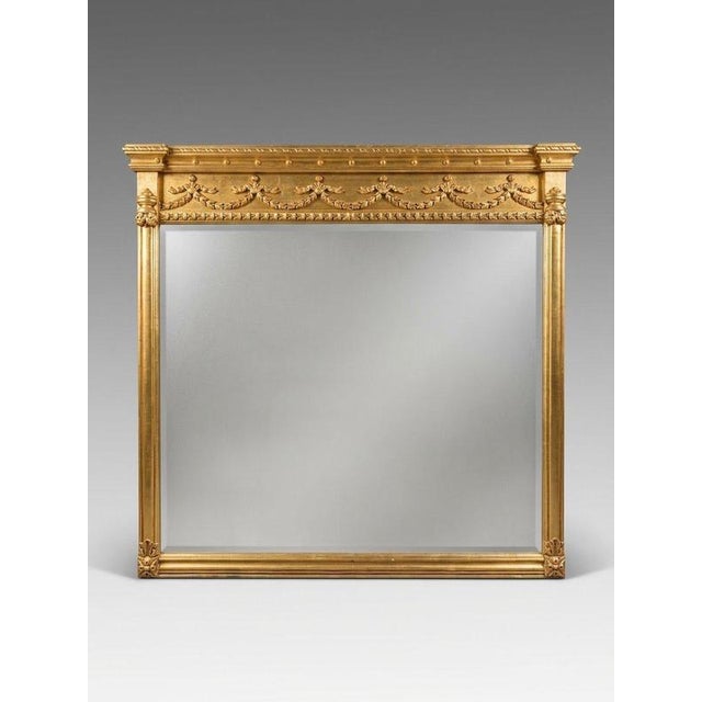 Large Regency Style Carved Giltwood Overmantel Mirror For Sale - Image 4 of 4