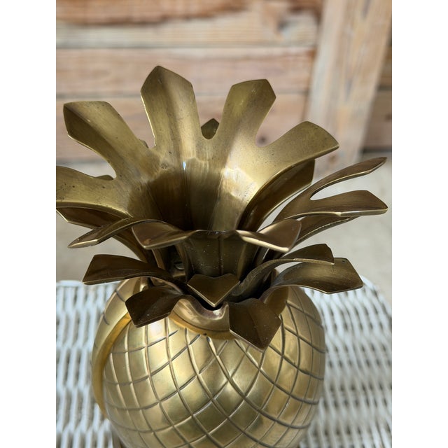 1980s Vintage Coastal Regency Solid Brass Pineapple Bookends – Pair For Sale - Image 5 of 12