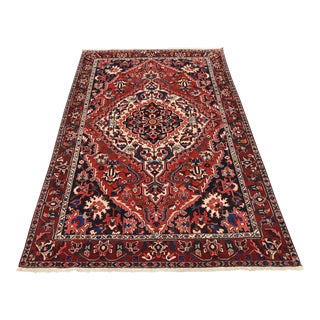Bakhtiari Rug 7'1'' X 9'9'' Red Wool Semi-Antique Hand-Knotted Carpet For Sale