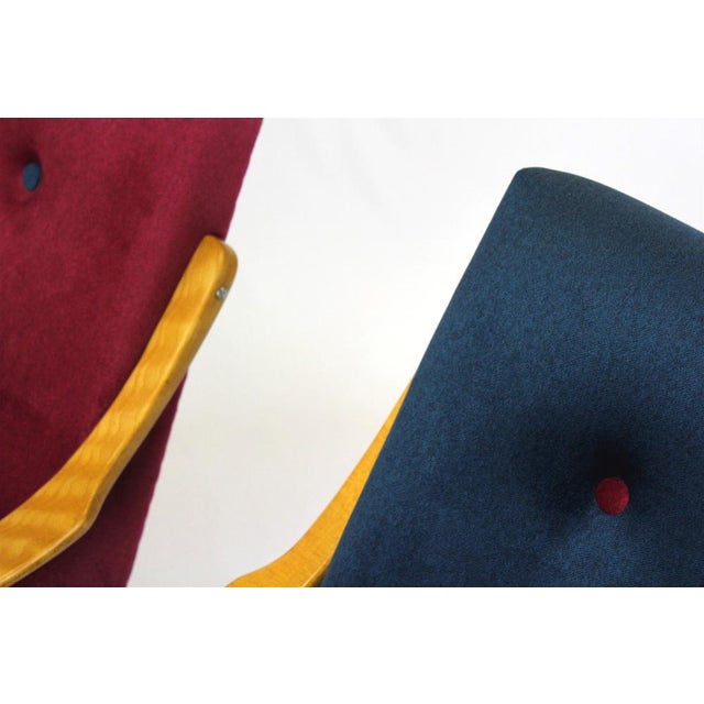 Mid-Century Modern Set of Mid-Century Pink & Blue Bentwood Armchairs attributed to Jaroslav Smidek for TON, 1960s For Sale - Image 3 of 18