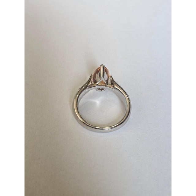 Modern Set in Platinium 900, 3.18 Carats, Imperial Topaz & Diamond Engagement Ring, Size 6 For Sale - Image 3 of 11