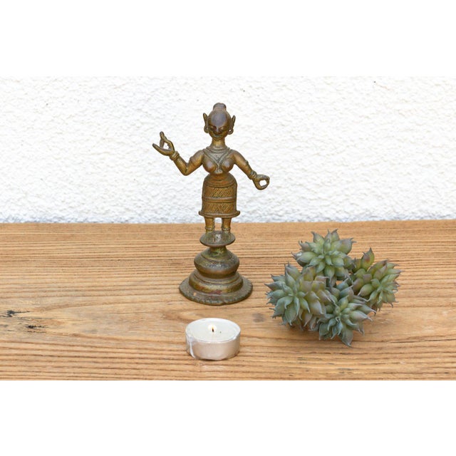 Bronze Sun-Warmed Indian Bronze Celestial Dancer Figurine For Sale - Image 8 of 9
