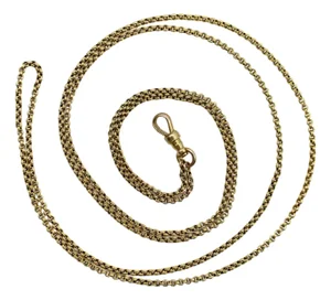 Late 19th Century Victorian 14k Gold 31” Double Cable Link Chain With Dog Clip