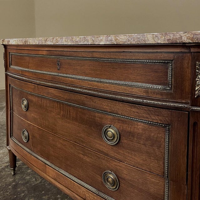 Antique French Louis XVI Marble Top Walnut Commode For Sale - Image 16 of 17