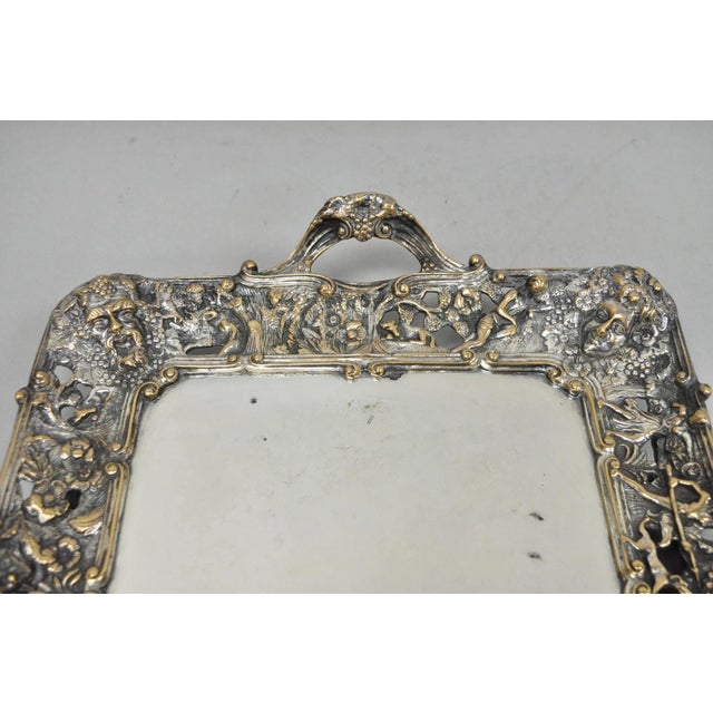 Metal Late 19th Century French Renaissance Bacchanal Scene Silver Plated Bacchus Figural Platter Tray For Sale - Image 7 of 18