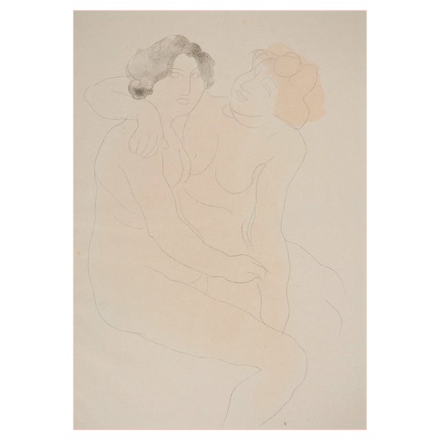 Auguste Rodin, The Entwined Models, Lithograph and Stencil For Sale