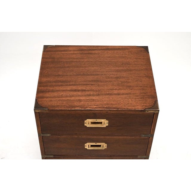 Wood Vintage Military Campaign Style Chest of Drawers, 1930 For Sale - Image 7 of 9