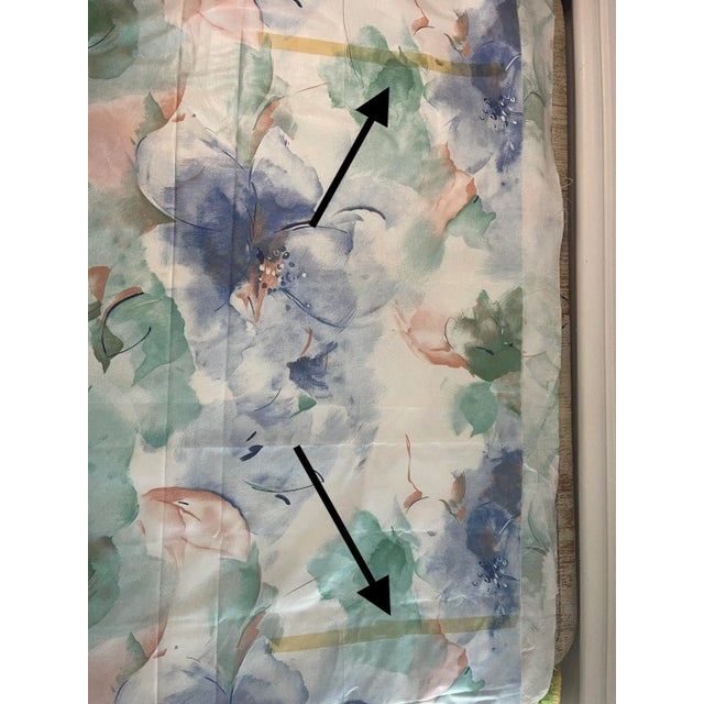 Mint Vintage Shumacher Pastel Floral Screen Print Fabric- 4 Yard Remnant For Sale - Image 8 of 9