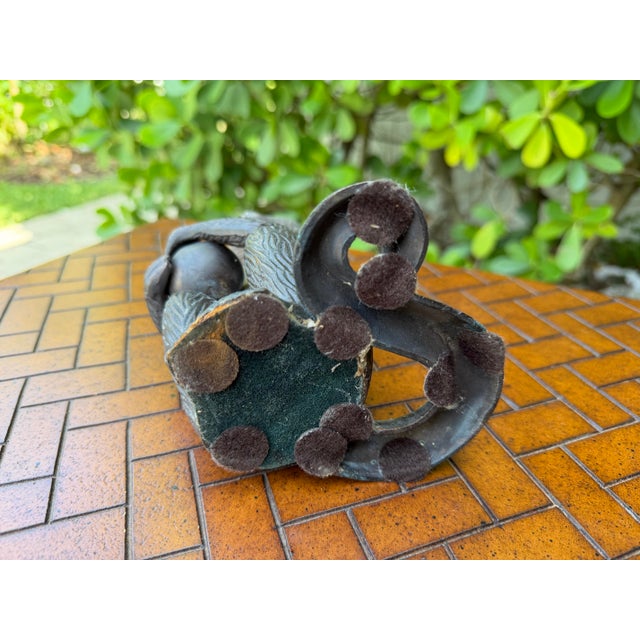 Vintage Patinated Cast Metal Monkey Sculpture, 7.5” For Sale - Image 9 of 10