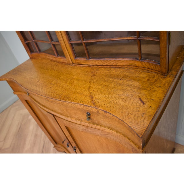 Vintage Georgian Style Glazed Oak Bookcase, 1930s For Sale - Image 10 of 11