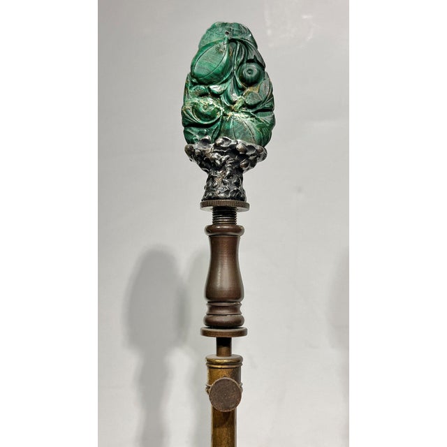 Late 19th Century Antique Chinese Hand-Carved Malachite Table Lamp For Sale - Image 5 of 7