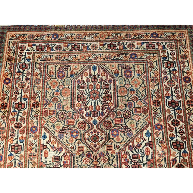 Antique Persian Serab Camel Hair Runner Rug, Hand-Knotted Wool, Geometric Pattern, Red & Green, 3x19 For Sale - Image 17 of 18