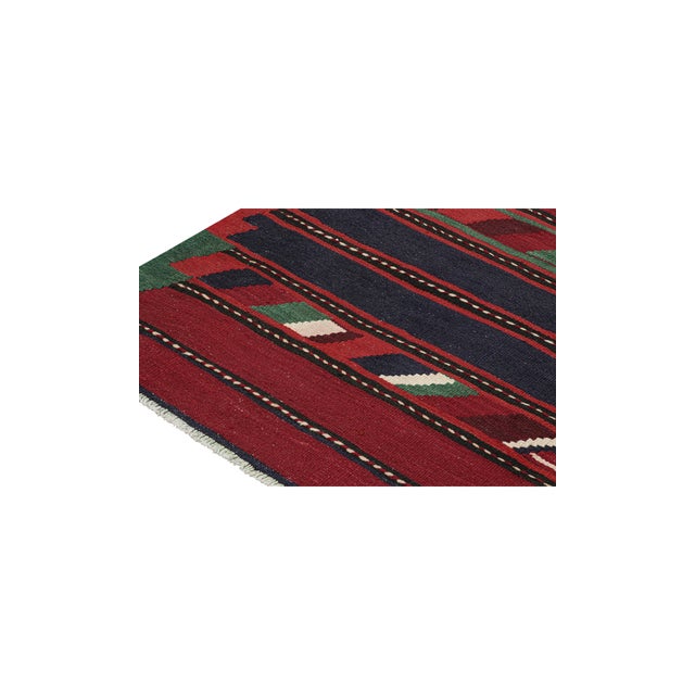 Vintage Persian Bidjar Kilim in Red, Blue and Green Geometric Patterns by Rug & Kilim For Sale In New York - Image 6 of 7