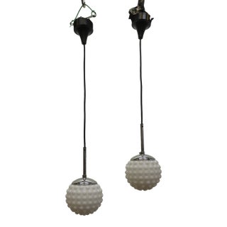 1970s Doria Leuchten Mid-Century Modern Snow Ball Pendant Lights - A Pair For Sale