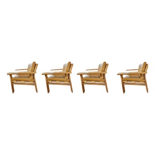 Vintage Danish Oak Lounge Chairs in Cognac Leather by Kurt Østervig, 1960s, Set of 4 For Sale