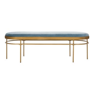 Oval Bench, Slate Blue & Gold For Sale