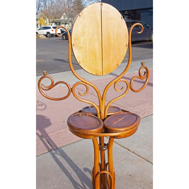 1900 - 1909 Art Nouveau Bentwood Shave Stand and Mirror For Sale - Image 5 of 8