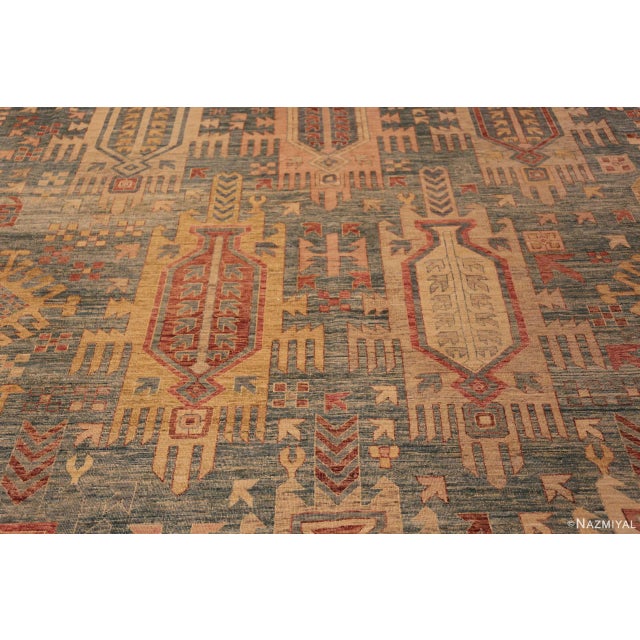 Tribal Animal Geometric Design Contemporary Modern Rustic Area Rug For Sale In New York - Image 6 of 9