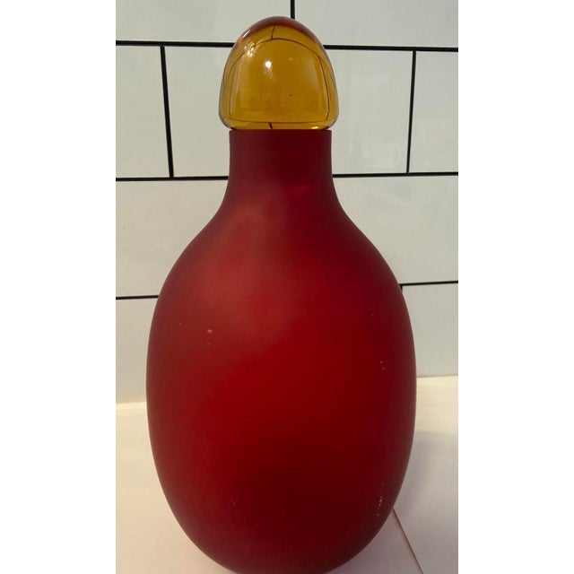Murano v. Nason & Co. Satin Red Glass With Amber Stopper, Italy – 8in For Sale In Detroit - Image 6 of 7