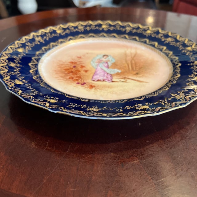 Blue Haviland Limoges Cabinet Portrait Plate Features Cobalt & Gold # 1 of 2 For Sale - Image 8 of 11