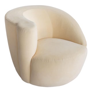 Late 20th Century Vladimir Kagan Style Nautilus Club Chair in Cream Ultrasuede For Sale