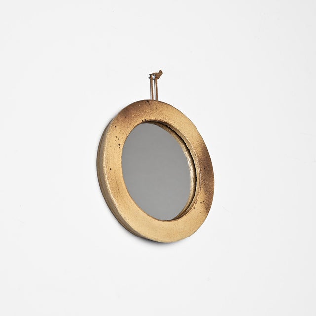 1970s Glazed Stoneware Mirror, France, 1970s For Sale - Image 5 of 8