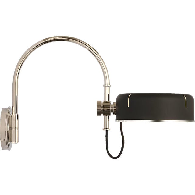 Thomas O'Brien for Visual Comfort Signature Oso 13" Articulating Arc Wall Light in Polished Nickel with Matte Black Shade For Sale - Image 11 of 14