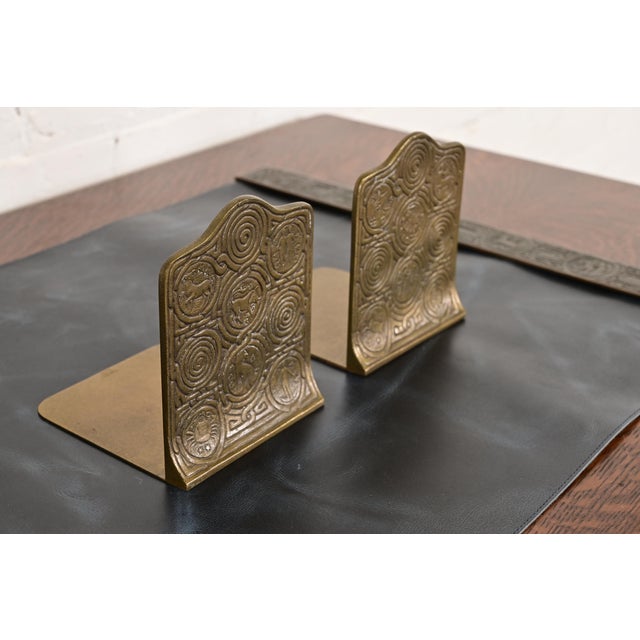 Tiffany Studios Tiffany Studios New York Bronze Doré Zodiac Bookends, Circa 1910 For Sale - Image 4 of 12