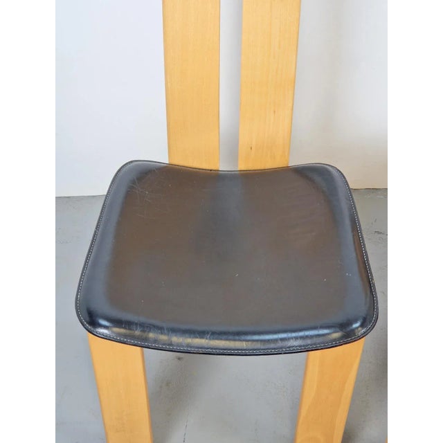 Black Vintage Beech Wood Leather Dining Chairs by Pietro Costantini for Ello, 1970s, Set of 4 For Sale - Image 8 of 12