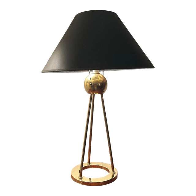 Mid 20th Century Walter Von Nessen Art Deco Brass Table Lamp For Sale