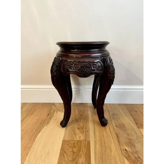 Late 19th Century Oriental Carved Jardiniere Stand, 1890s For Sale - Image 5 of 8