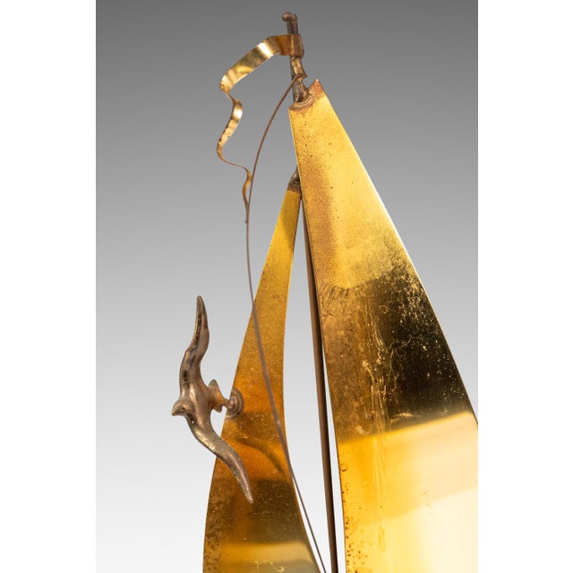 Mid-Century Modern Brass & Quartz Sailboat Sculpture by Jere DeMott, Usa, C. 1960's For Sale - Image 16 of 16