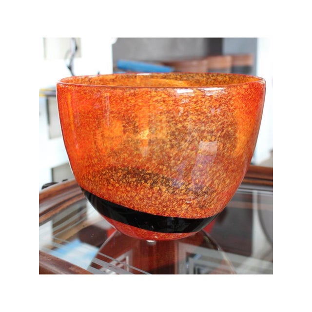 Type Orange vases (pair) Date 1970-79 Origin Italy Materials Murano glass Width 17 cm Depth 17 cm Height 32 cm