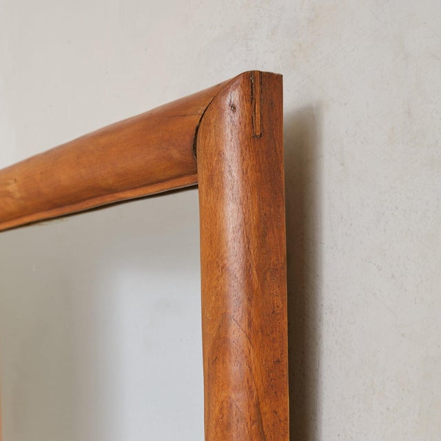 1950s Italian Vertical Rectangular Wall Mirror with Chamfered Wood Frame, 1950s For Sale - Image 5 of 9