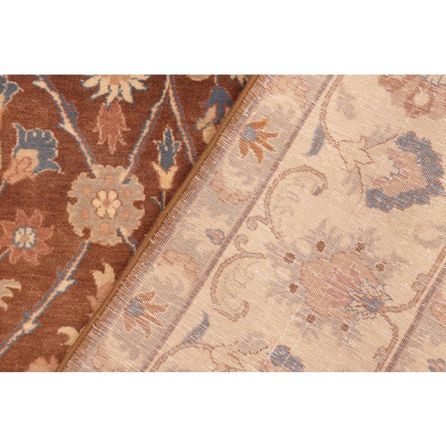 Brown Art Nouveau 1990's Floral Pak-Persian Brown/Beige Wool Rug - 6'2'' X 9'2'' For Sale - Image 8 of 9