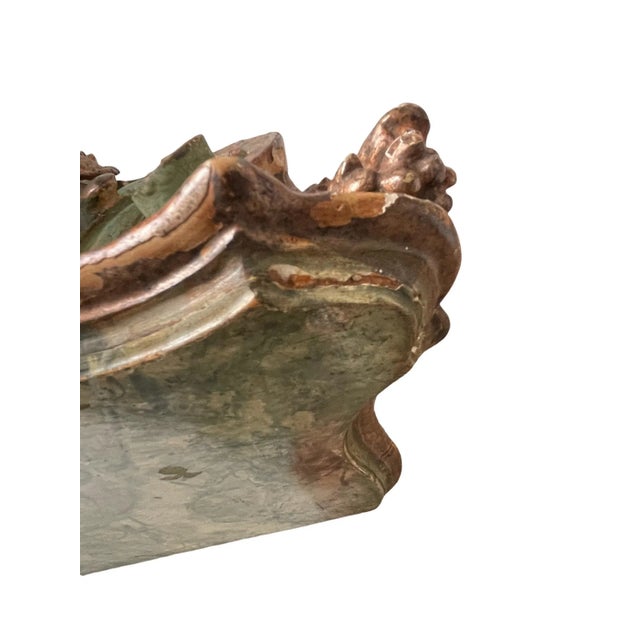19th Century Large Carved Wood Polychrome Italian Cherub Angel Shelf Sconce For Sale - Image 10 of 13
