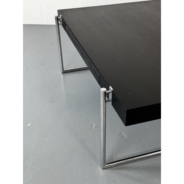 Bauhaus Black Wood and Tubular Steel Coffee Table, Germany, 1990s For Sale - Image 6 of 11