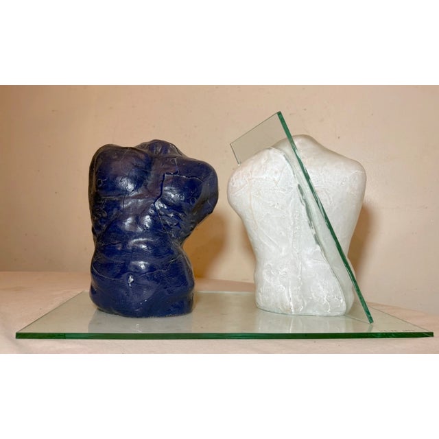 Up for sale is an original hand-blown 2004 Duncan House studio glass sculpture of a male torsos titled "Cpunting to...