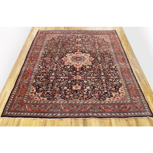 Antique Persian Bidjar rug, in room size, circa 1920. A one-of-a-kind antique Persian Bidjar rug, hand-knotted with soft...