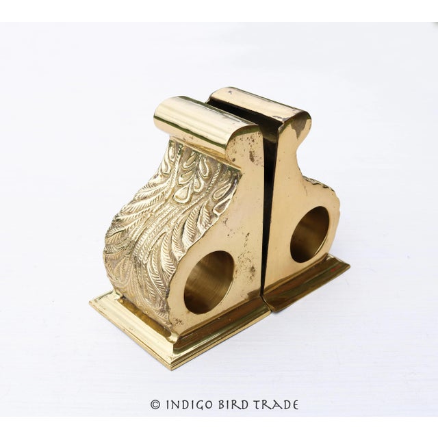 French Vintage Brass Ornate Curtain Drapery Rod Holders Corbel Brackets - Set of 2 For Sale - Image 3 of 7