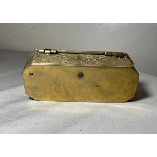 Brass Antique 19th Century Ornate Relief Brass French Tobacco Snuff Box Jar For Sale - Image 8 of 8