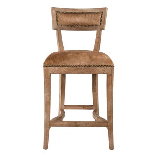 Carvell Counter Stool - Brown Cowhide / Oak Frame For Sale