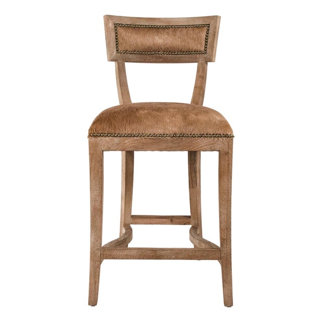 Carvell Counter Stool - Brown Cowhide / Oak Frame For Sale