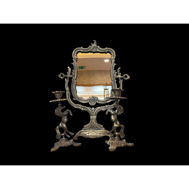 Rococo Handmade Brass Horse Mirror Set For Sale - Image 3 of 18
