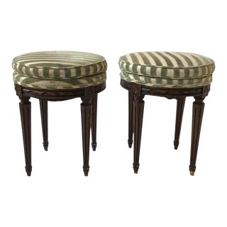 Pair Of 1960s French Style Carved Footstools For Sale