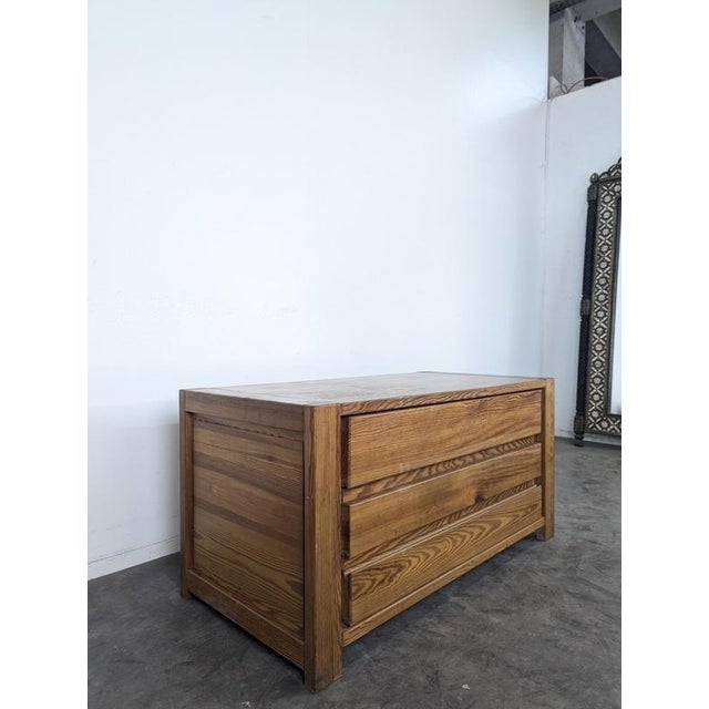 Brutalist Wood Chest of 3 Drawers in the Style of Maison Regain, 1970s For Sale - Image 3 of 7