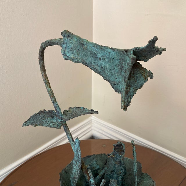 Early 21st Century Bronze Artist Made Brutalist Style Flower Sculpture For Sale - Image 4 of 11