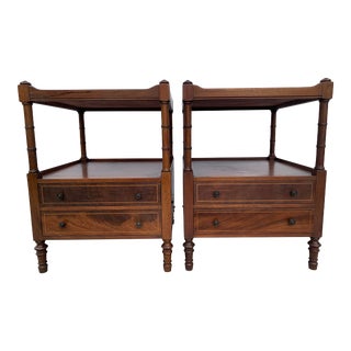 1930s Vintage Baker Walnut Nightstands - a Pair For Sale